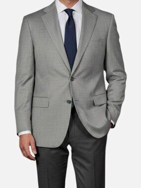 Stefano Ricci Men's Gray Wool Glen Plaid Two-Button Suit Jacket Size 54R